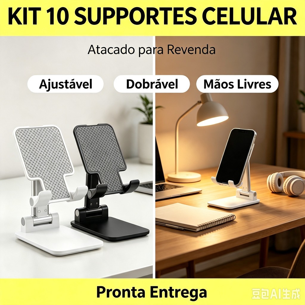 Kit 5/10 Suporte para telefones celulares e Tablets iPad e outros Celular e Tablet Dobrável Ajustável Apoio