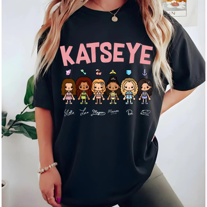 [Camiseta Premium em Algodão Puro]TT Camiseta KATSEYE Música Pop Visual Urbano Camisa 100% Algodão