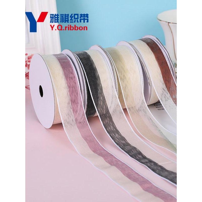 2.5cm fita de gaze versão coreana acessórios de cabelo fita meia cor diy fita de borda grossa lua meia baía cinta flor e