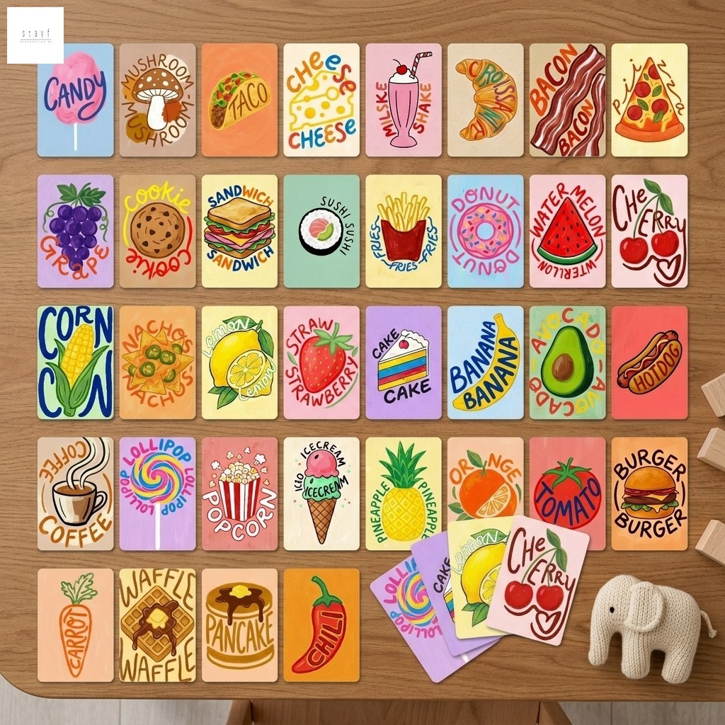 36 Unidades De Cartões Flash Educativos Para Crianças , Comida , Frutas , Sobremesa , Bebida , Brinquedos De Aprendizage
