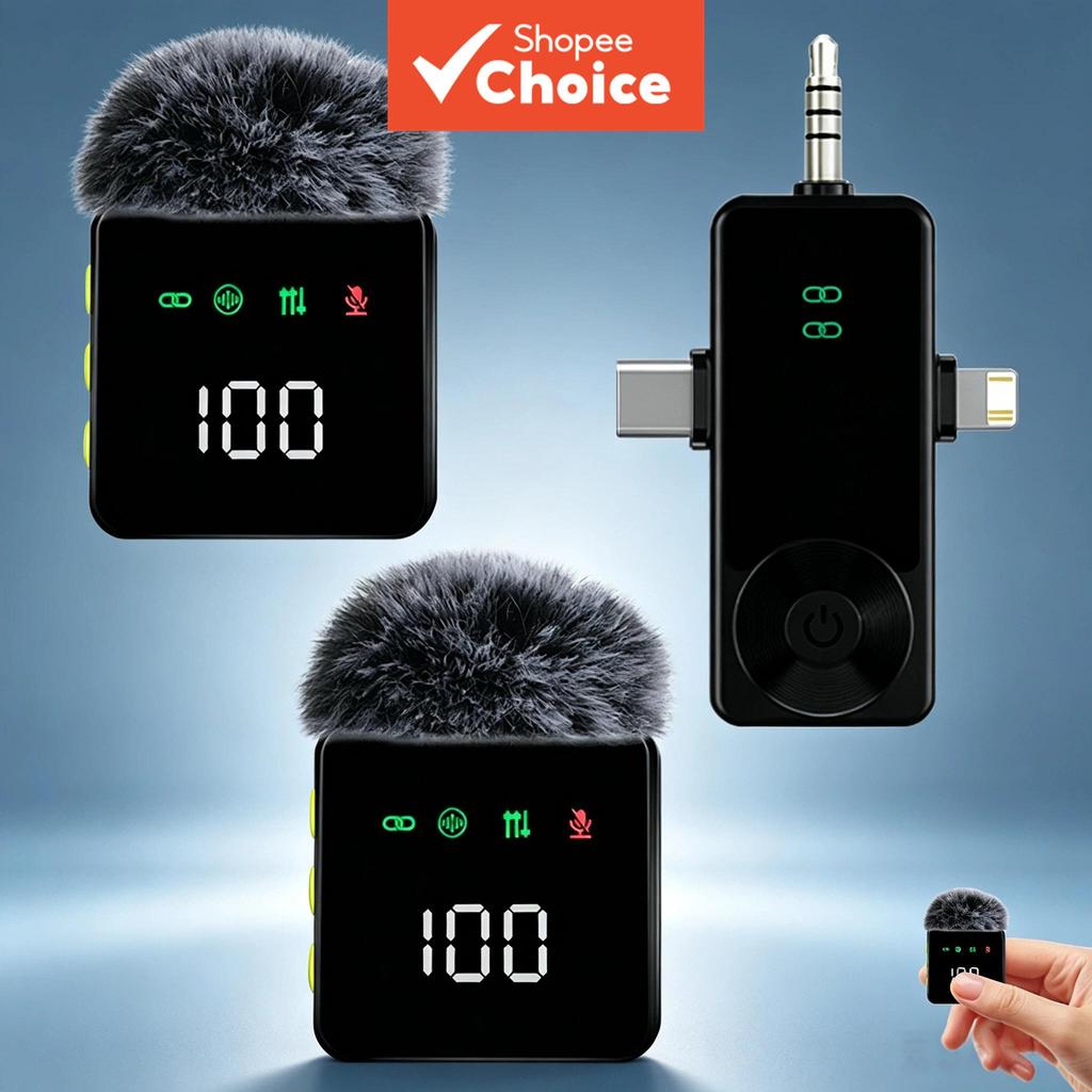 Microfone de lapela sem fio: sinal estável, longa duração da bateria, luzes indicadoras, ideal para YouTube, vlogs,