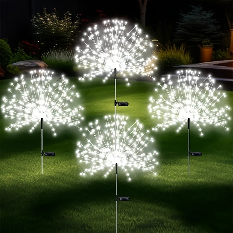 Iluminação solar de fogos de artifício de Halloween para jardim, luz LED solar para decoração de jardim ao ar livre, luz