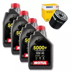 Kit Troca de Óleo moto 4 Motul 5000+ 10W30 4T 1L + 1 filtro Mahle Honda NC 750 2015 a 2025