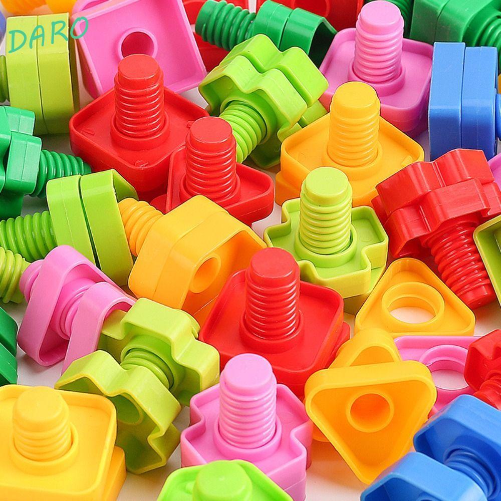 Blocos De Construção De Parafuso DARO , Inserção De Plástico Em Forma Educacional , Brinquedos Coloridos Porca De Tamanh