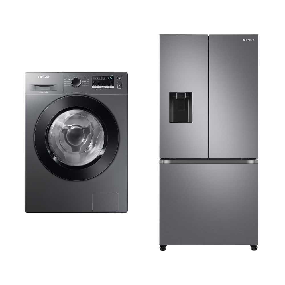 Lava e seca Samsung WD11M 127 + Geladeira Samsung RF49 3 Portas Inox c/ 470L 127