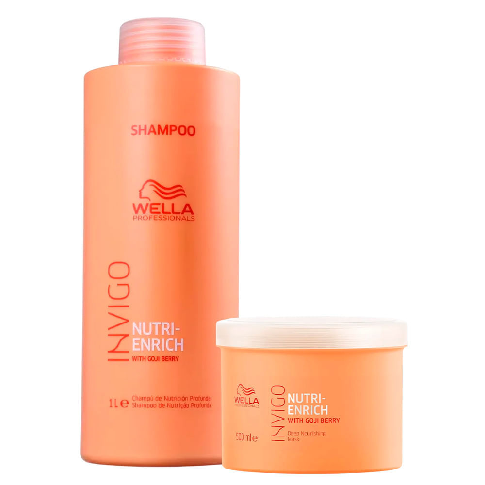 Kit Wella Shampoo 1L + Máscara 500ml Invigo Nutri Enrich
