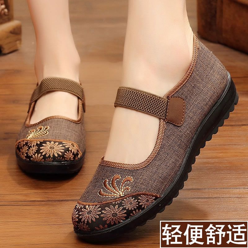 He Yunxiang Sapatos femininos para mães idosas de meia-idade, sapatos de pano antigos de Pequim, sapatos femininos para