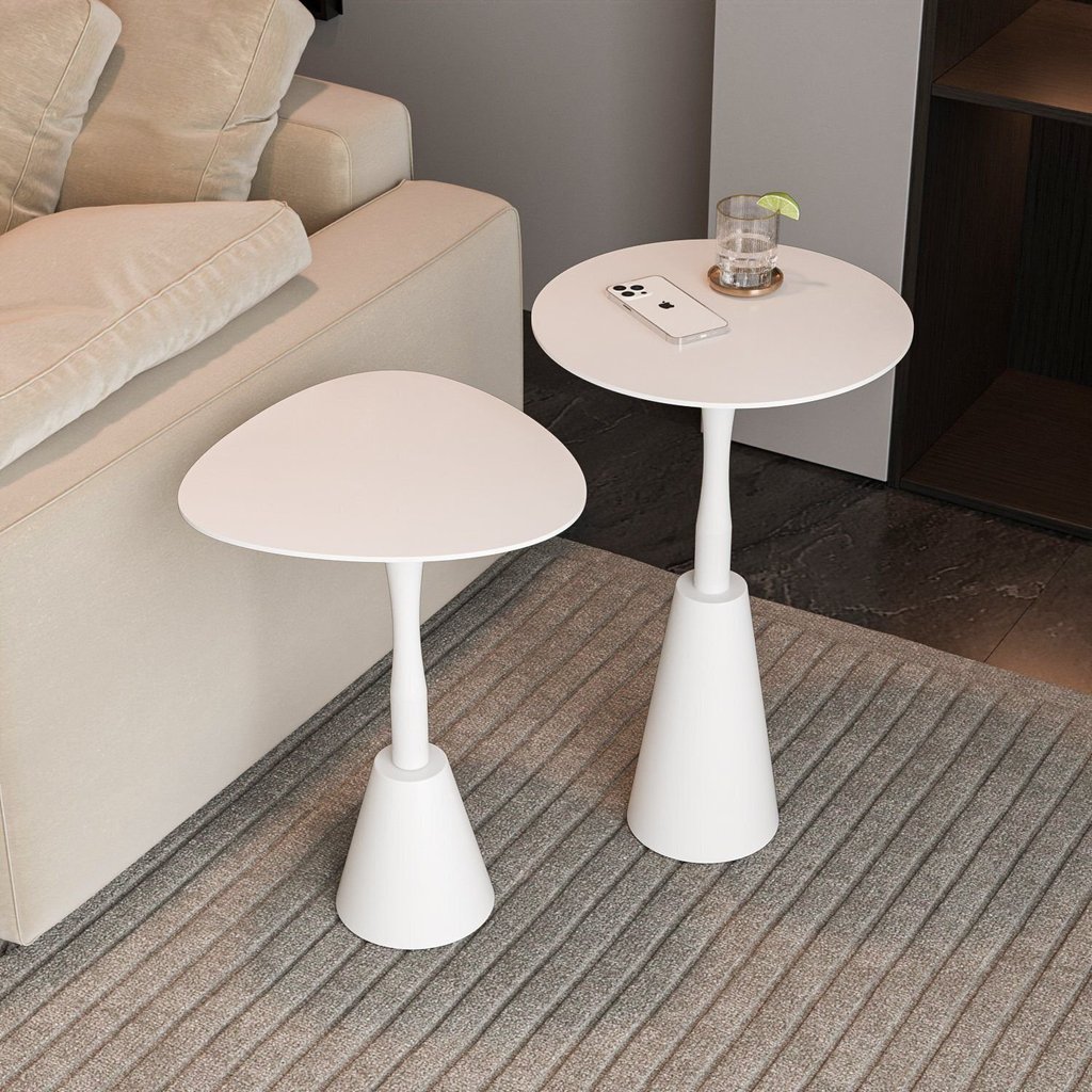 Conjunto Mesa Lateral de Canto Napoli 65x40x40cm Branco 100% MDF