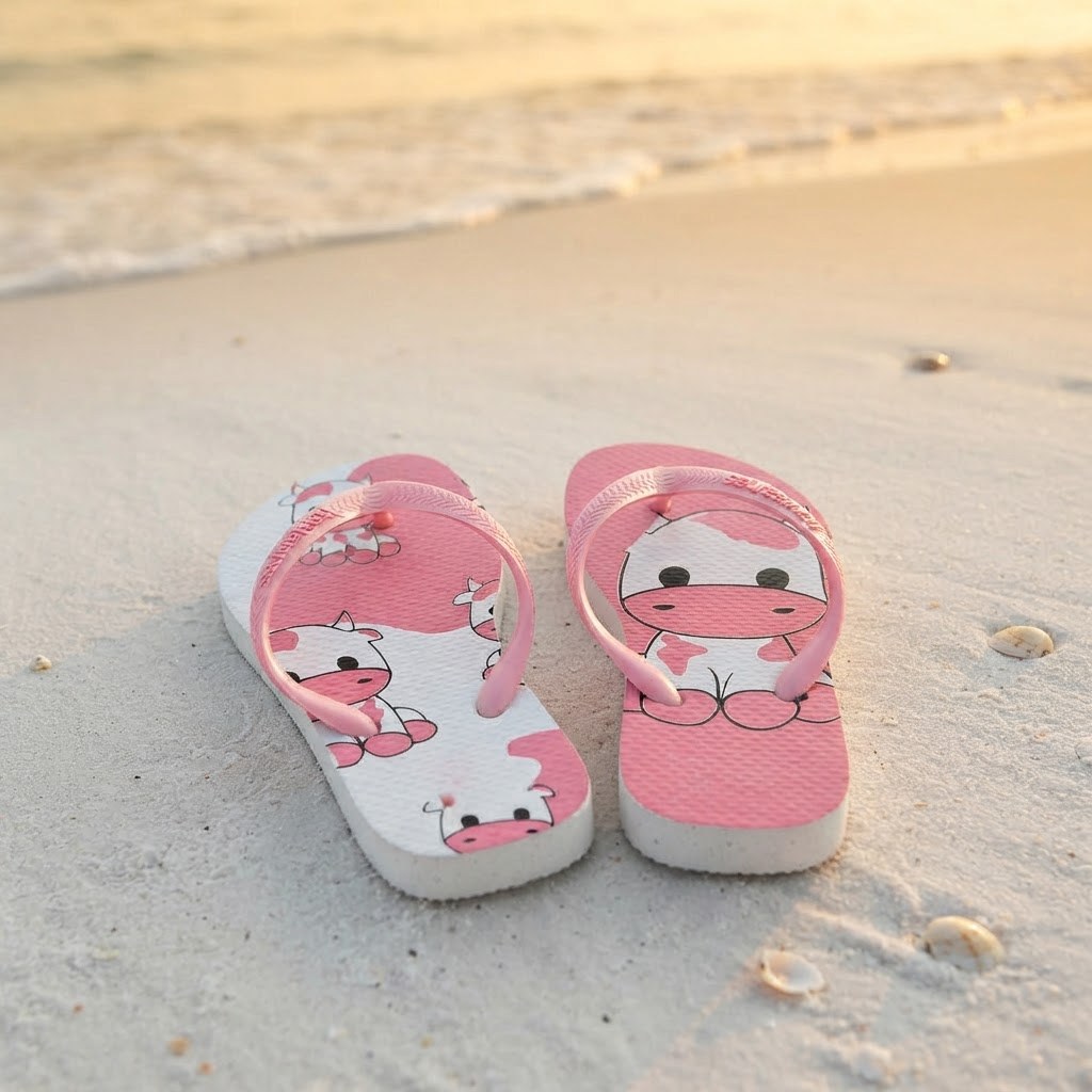 Chinelo Infantil para Menina Antiderrapante Borracha Confortável Durável Resistente Estampado Dia a Dia