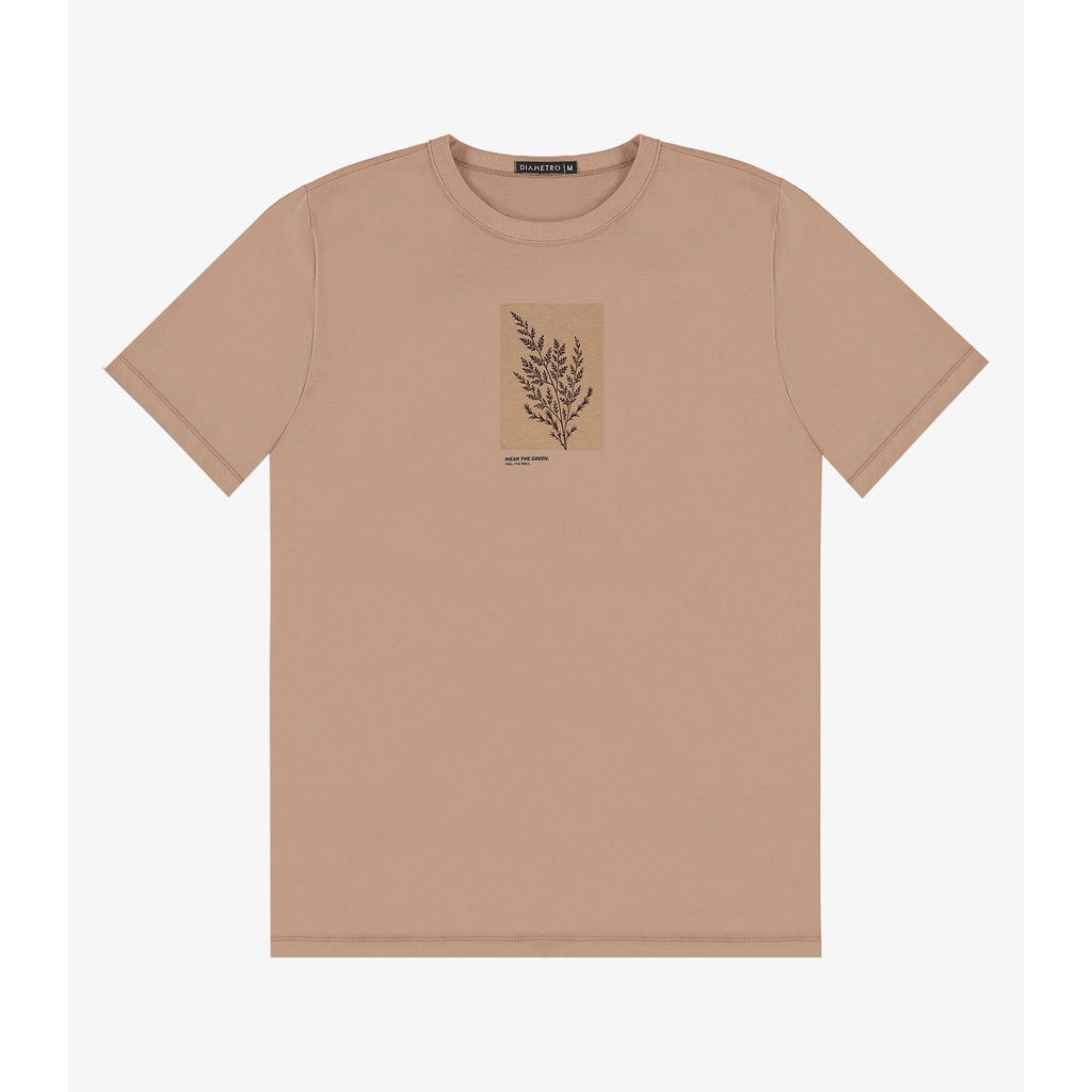 Camiseta Masculina em Meia Malha Diametro Marrom