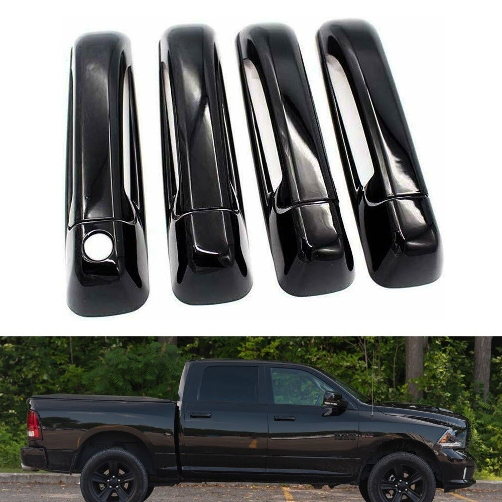 Para 2020-2024 Ram 2500 3500 Preto Brilhante 4 Maçanetas De Porta Cobre Sobreposição