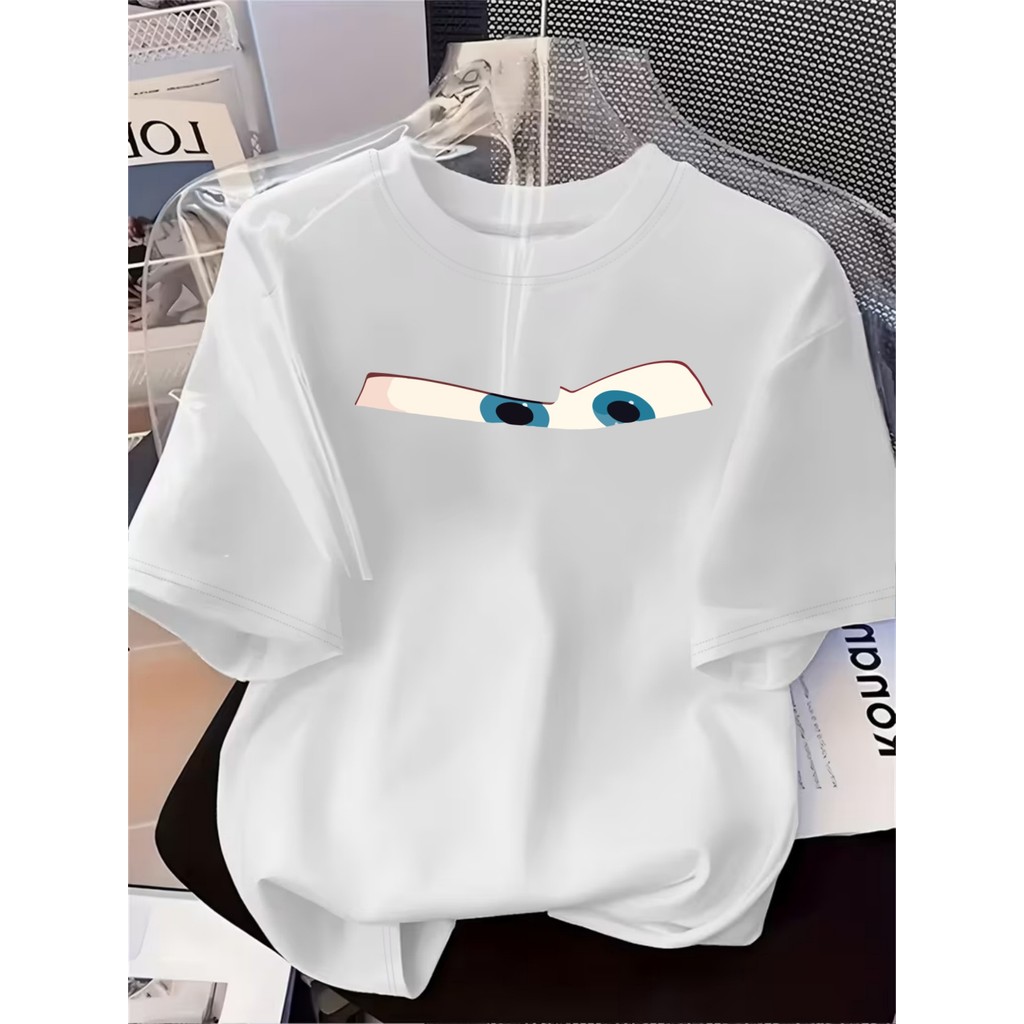 Camiseta Básica Casual Unissex Estampa Olhar Relâmpago McQueen Camiseta De Verão Lançamento Promoção Envio Rápido