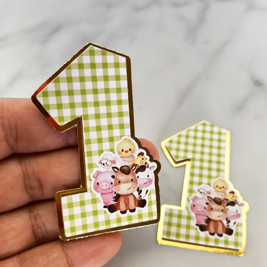 10 Aplique 3D Personalizado Fazendinha Verde Lembrancinhas de Aniversário Infantil