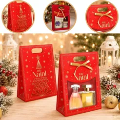 10 SACOLA MALETA C/ VISOR E FITA 19X9X26 BRILHOS DE NATAL 6227 ( NATAL IDEIA 2026 )