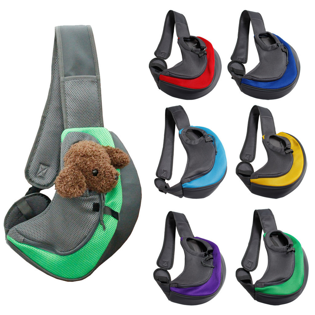 Mochila para animais de estimação Bolsa de peito de poliéster Bolsa de ombro para passeio de animais de estimação pode c