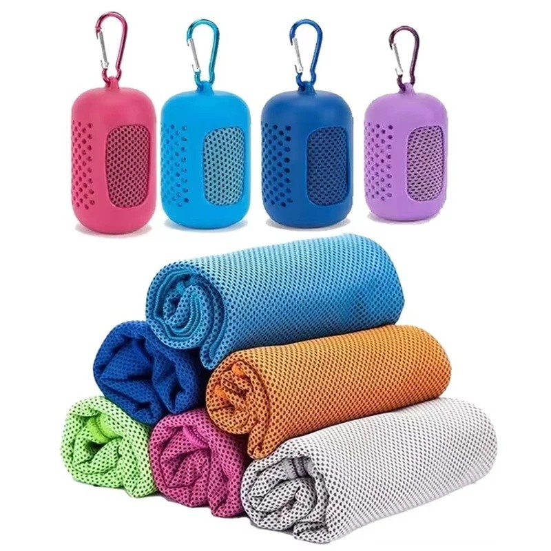 Toalha Refrescante Respirável, Toalha Esportiva com Caixa de Armazenamento, Toalha de Yoga, Toalha de Academia para Ativ