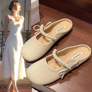 Flat macio-sola Baotou meia chinelos feminino exterior Wear 2026 novo estilo primavera verão sandálias chinelos Mary Jan