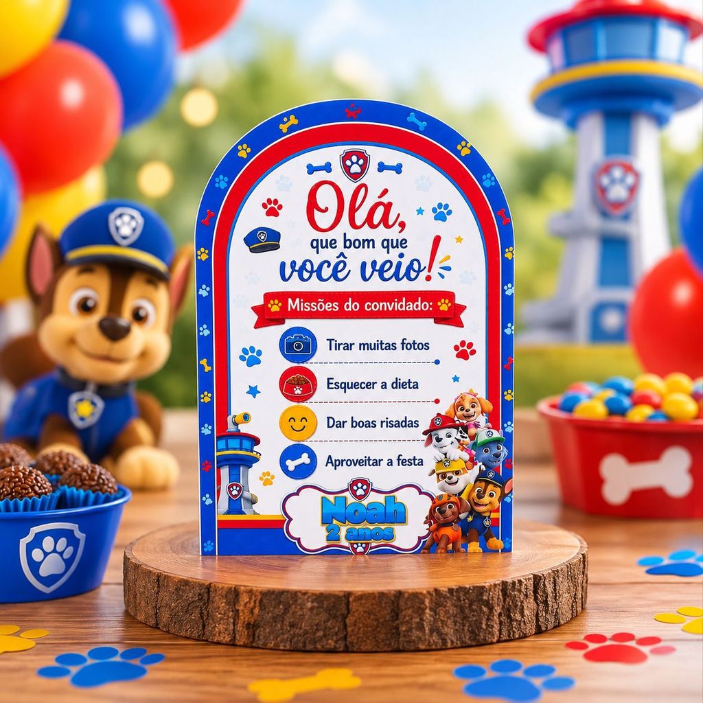 Plaquinhas de  Agradecimento Personalizada PATRULHA CANINA Festa Infantil | Decoração Aniversário | Fazem Todos os Temas
