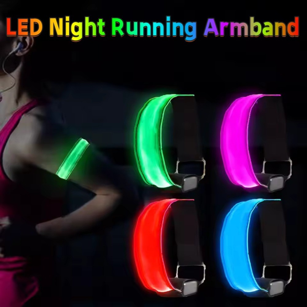 Noite Correndo Braçadeira LED Luz Esportes Ao Ar Livre Bateria Cinto De Segurança Braço Perna Aviso Pulseira Ciclismo Bi