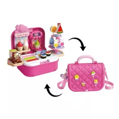 Bolsa Bancada Sorveteria Brinquedo Infantil 2x1 Expositor 33 Peças Doceria Fashion Maxi Toys