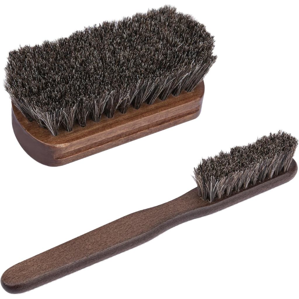 2 Peças De Escova De Couro Para Detalhamento De Carro , Cabelo De Cavalo Estofamento Limpeza Interior Carpete Assento In