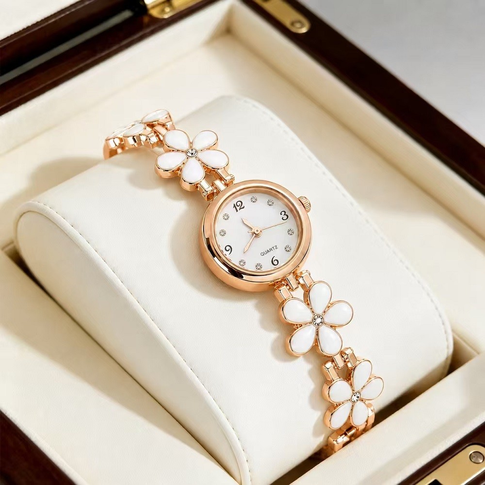 Relógio Feminino Quartzo Pulseira Floral Cravejada de Diamantes Perfeito para Presente de Aniversário
