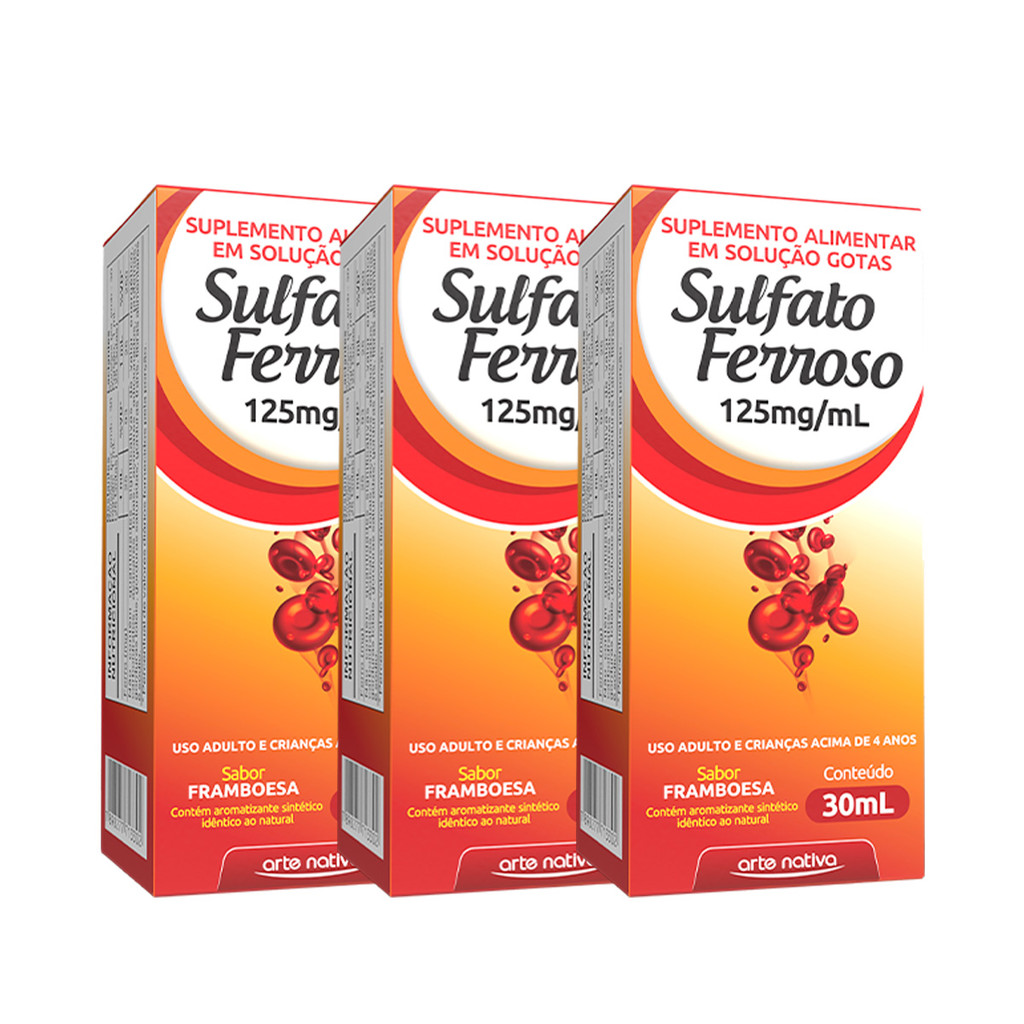 Kit 3 und Sulfato Ferroso Framboesa Arte Nativa 30ml