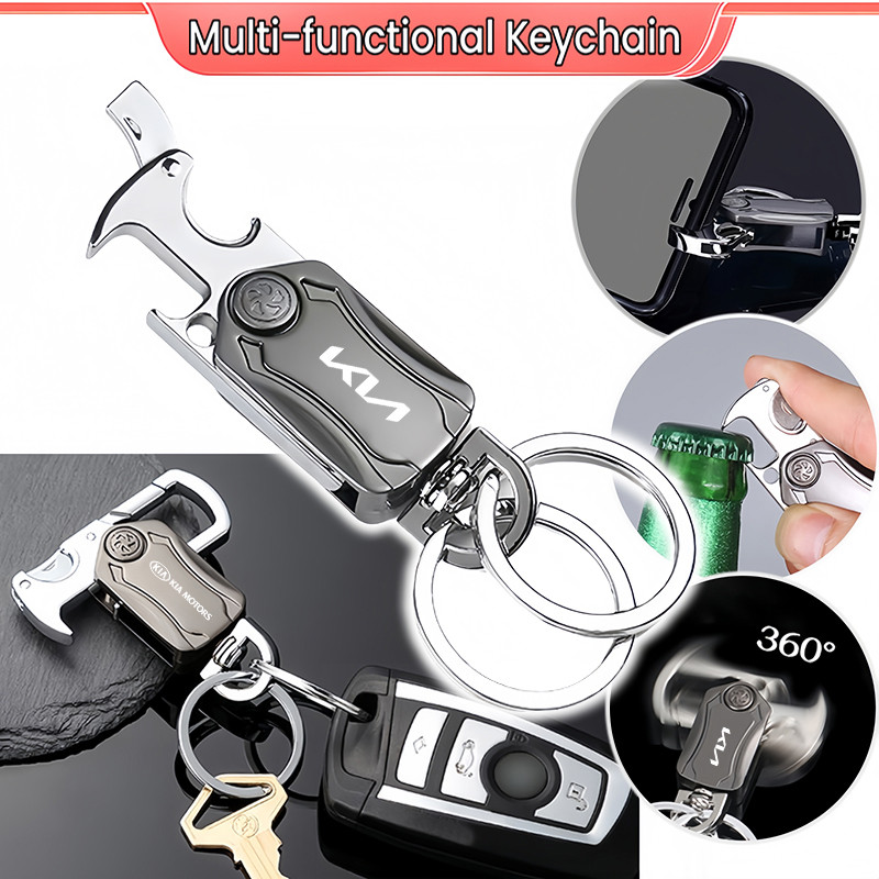 Kia Fidget Cube Gyro Keychain Atualização Multifuncional 4 Em 1 360 ° Acessórios De Chaveiro De Carro Giratório Para K3 