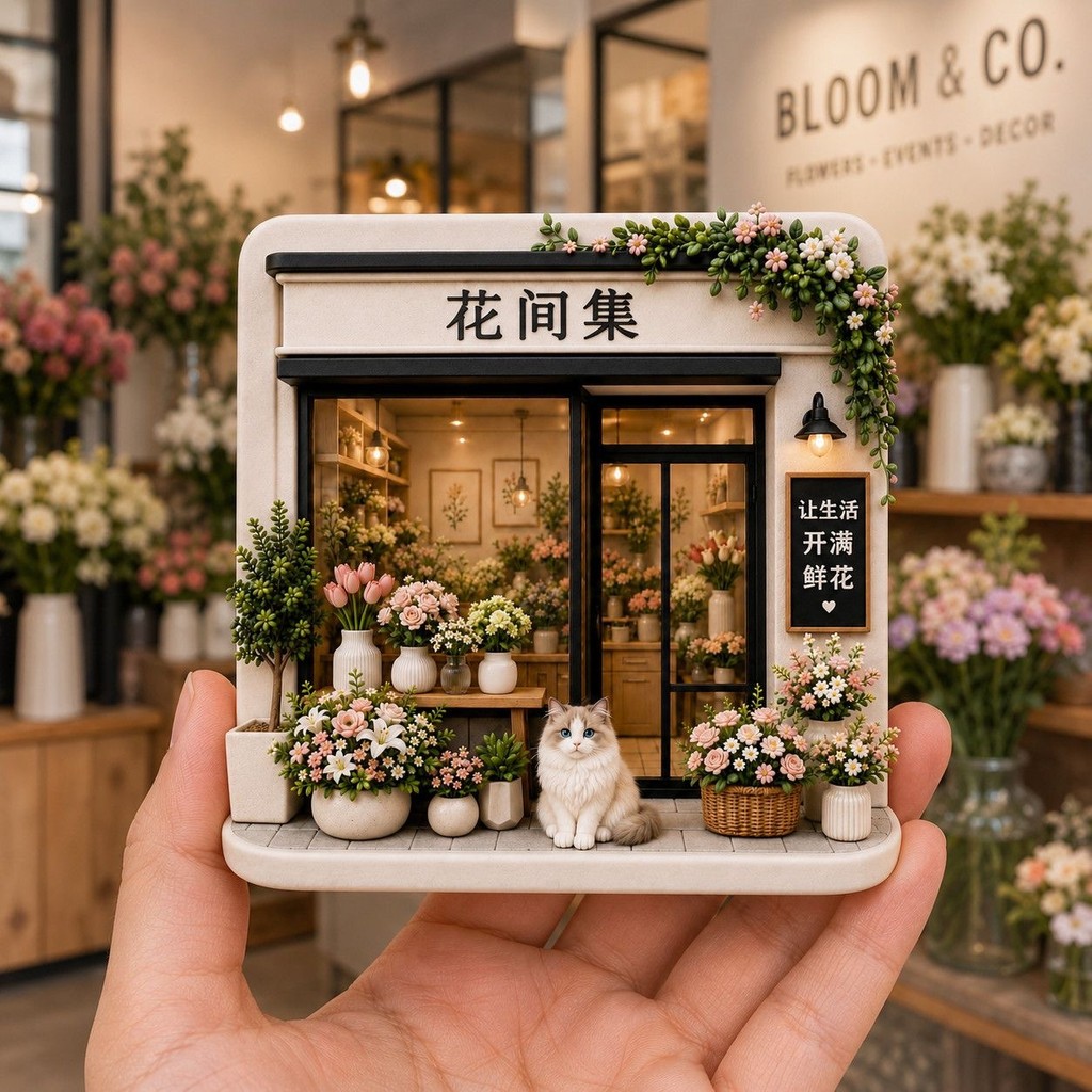 Coleção de Flores Floricultura Ímãs Magnéticos de Resina para Refrigerador Decorações Criativas para Casa Pequenos Prese
