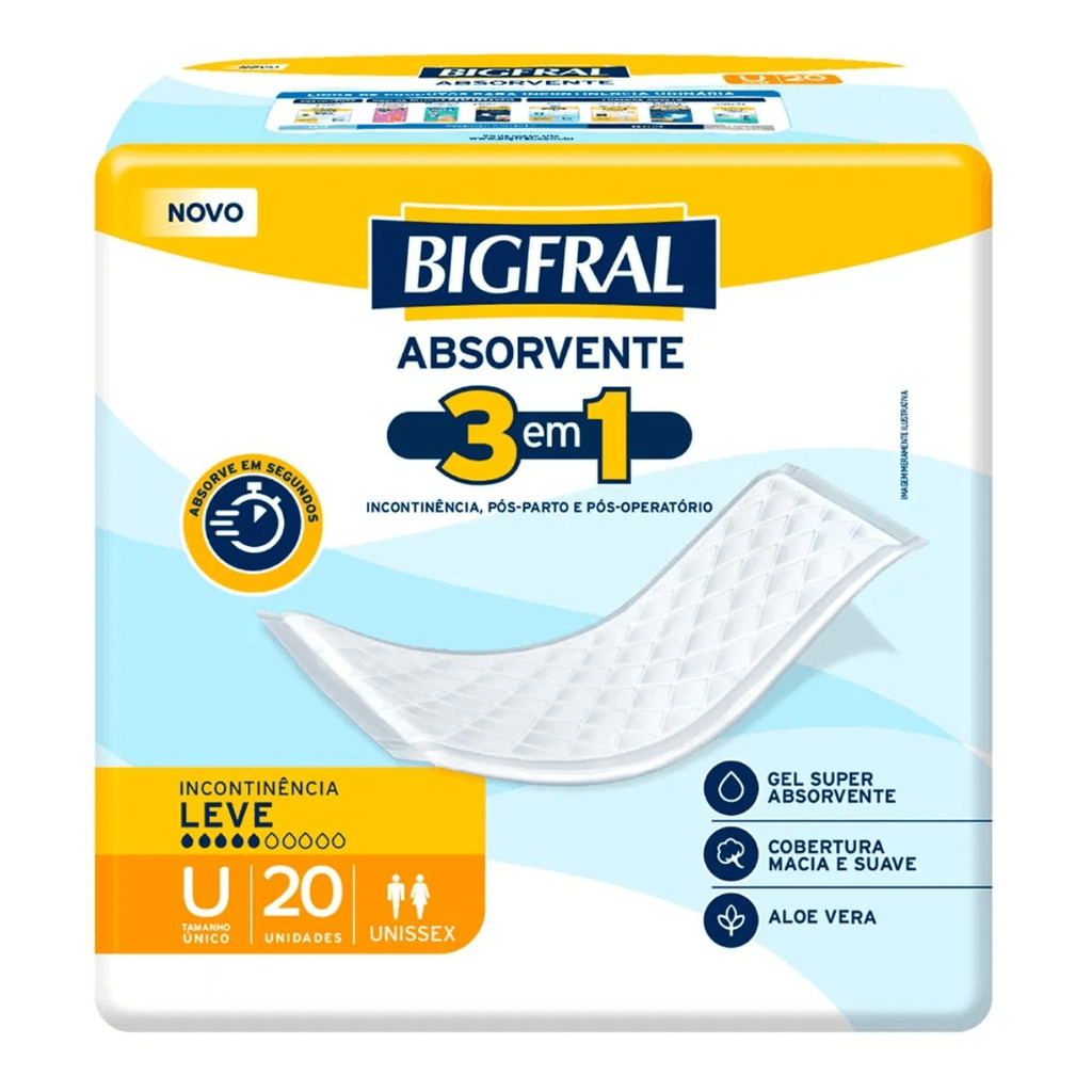 Absorvente Geriátrico Bigfral Plus Tamanho Único com 20 Unidades