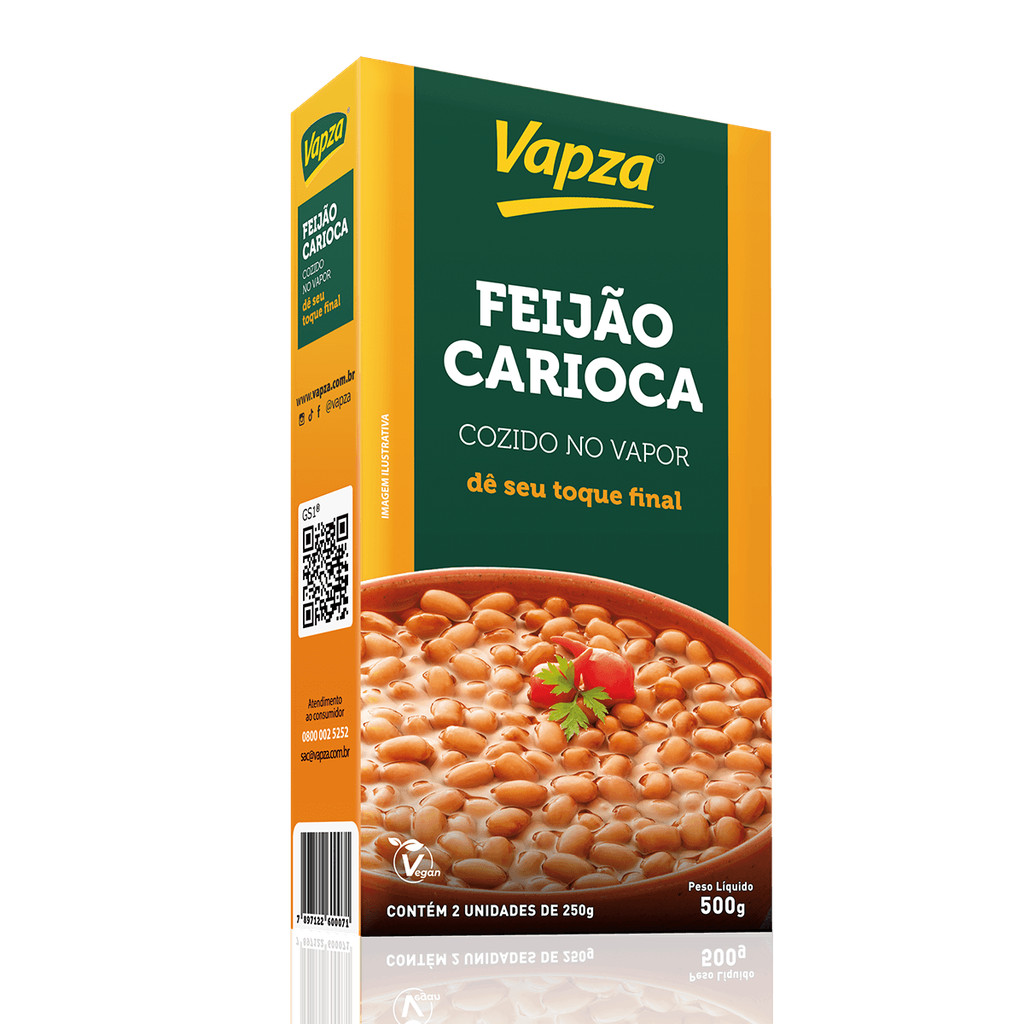 Feijão Carioca Cozido no Vapor 500G Vapza