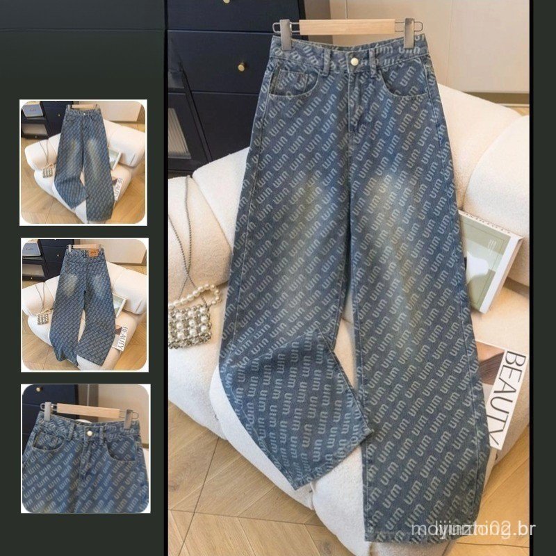 Calças jeans femininas de corte solto, coleção primavera/verão, calças casuais versáteis para atividades ao ar livre com