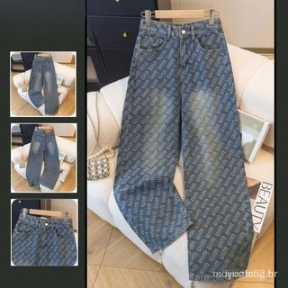 Calças jeans femininas de corte solto, coleção primavera/verão, calças casuais versáteis para atividades ao ar livre com