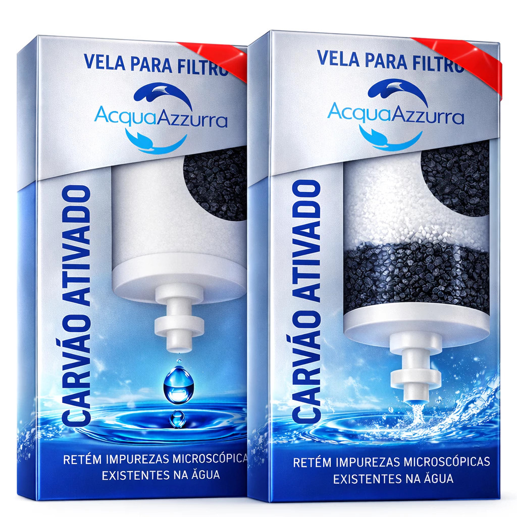 02 Velas Filtro de Barro Carvão Ativado Acqua Azzurra Esterilizante - SERVE PARA TODOS FILTRO BARRO
