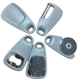 Conjunto de 5 utensílios de cozinha multifuncionais: descascador, abridor de garrafas, picador de alho, cortador de bola