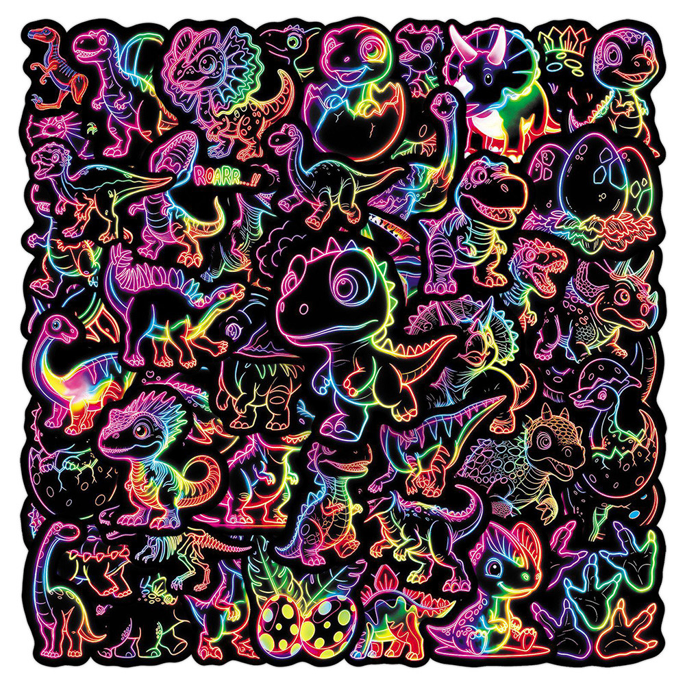 100 folhas adesivos de dinossauro Neon estilo Cyberpunk legal dinossauro padrão Material manual Notebook decoração adesi