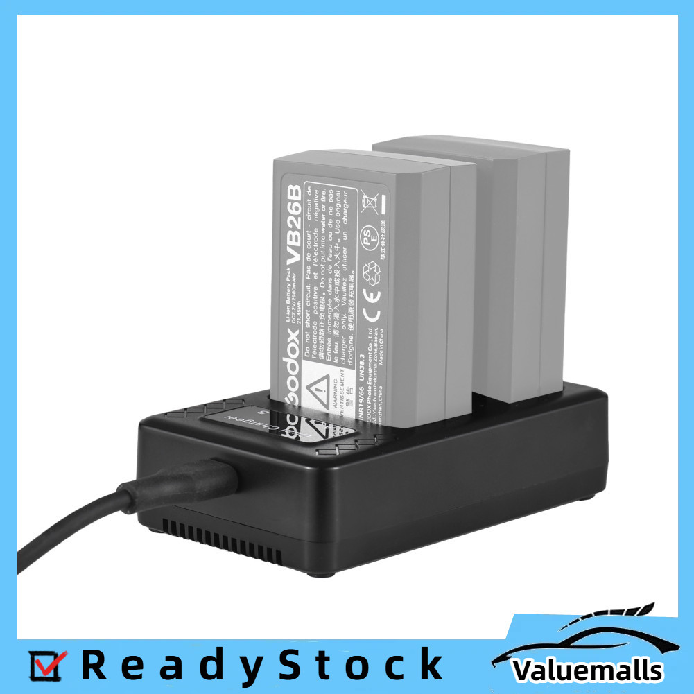 Valuemalls-br Carregador de bateria de 2 slots com indicadores LED duplos e proteção de segurança para baterias flash