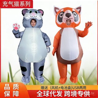 Adulto Gato Preto Traje Inflável Explodir Andando Mascote Terno Engraçado Cosplay Outfit Para Festa De Halloween Palco D