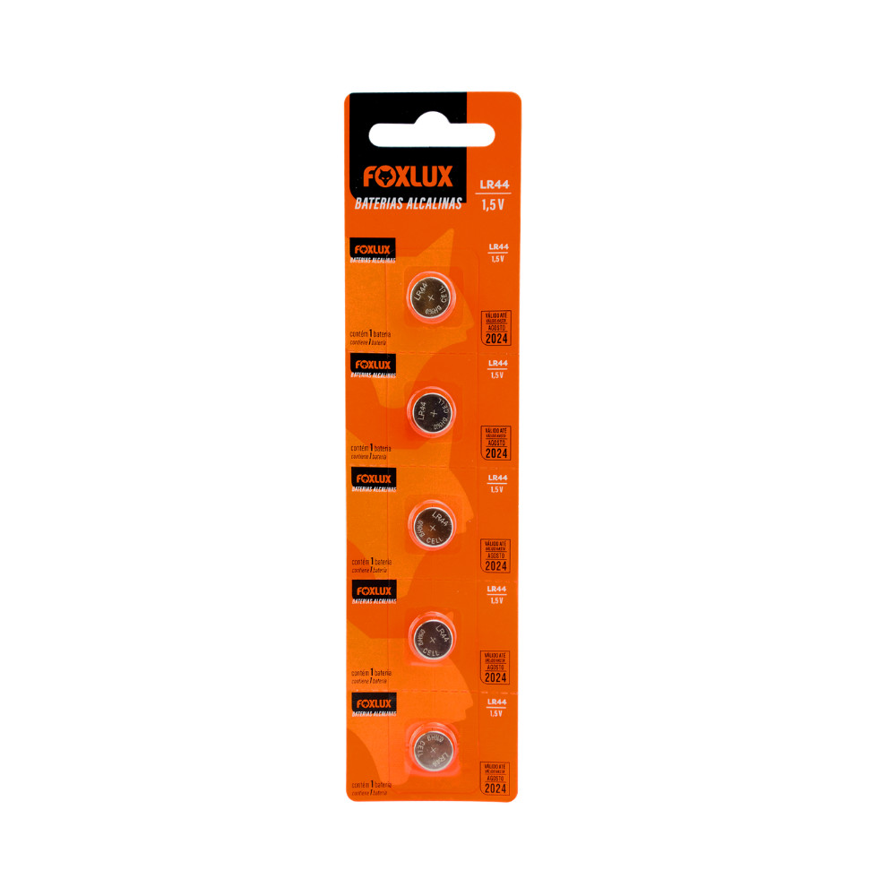 Pilha Bateria Moeda 1,5V LR44 Alcalina Kit com 5
