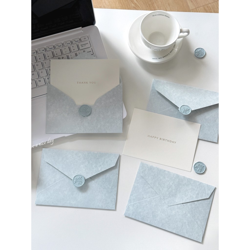 Minimalista Premium Haze azul envelope ins estilo envelope carta conjunto de papel lembrança cartão de agradecimento car