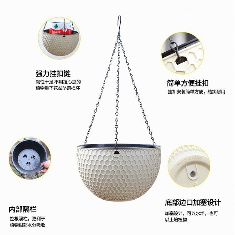 Rattan plástico pendurado cesta pote suculento planta verde pendurado pote auto-absorvente cultivo pendurado orquídea po