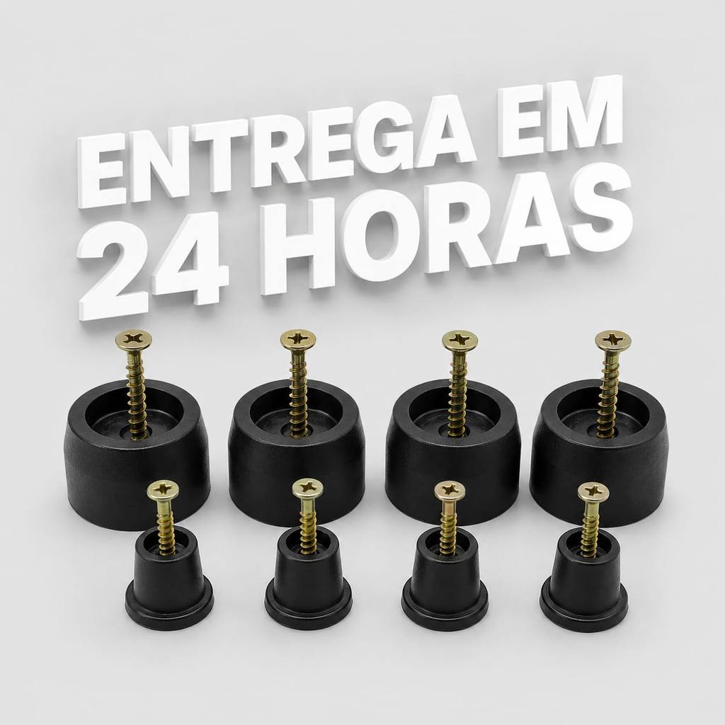 Kit 4/10 Pezinho De Plastico Com Parafuso Sapata Redondo Para Sofá Puff Cabeceira e Moveis No Geral