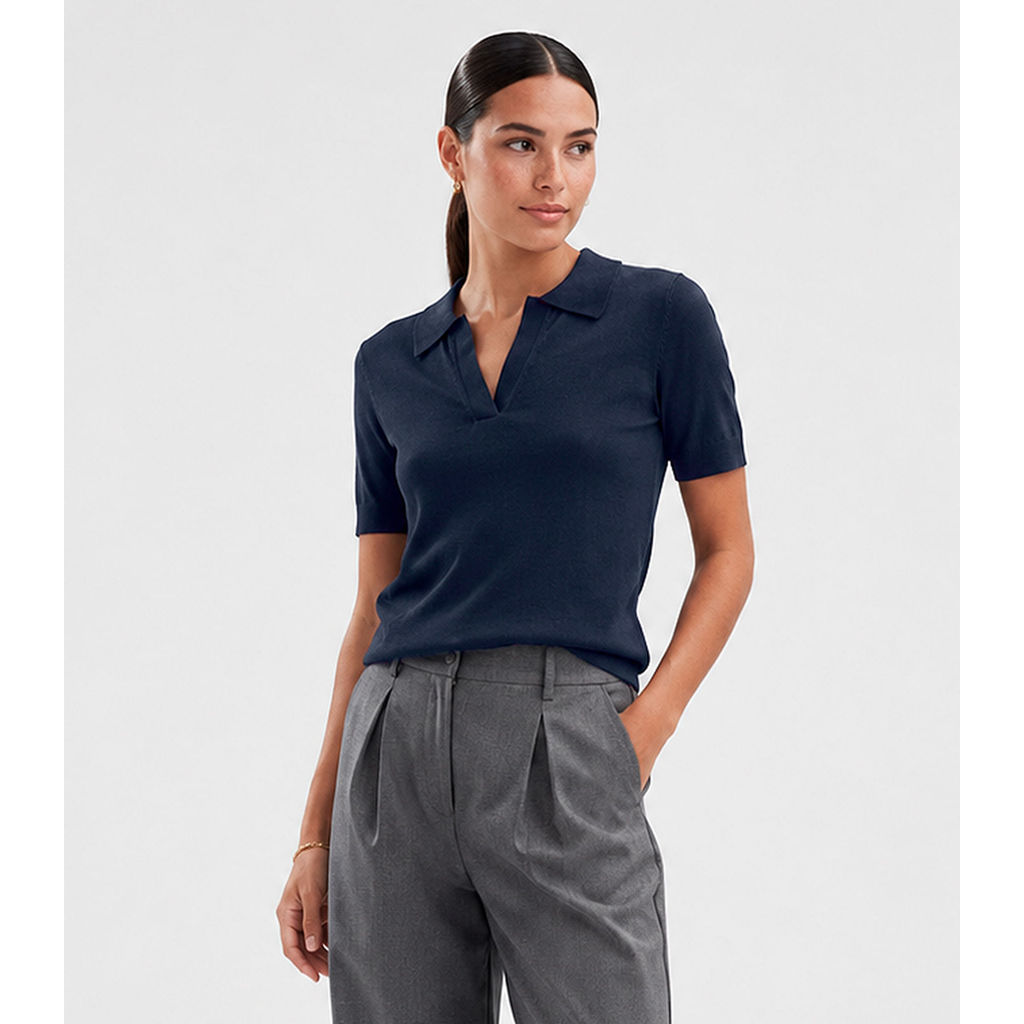 Blusa Polo Feminina Tricot Rovitex Azul