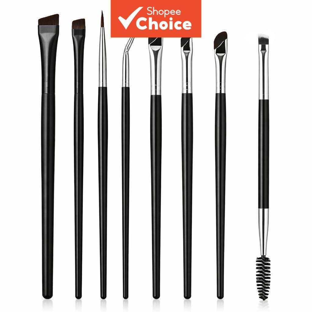 Oito pincéis finos para sobrancelha com ângulo preciso, adequados para uso com delineador, sombra e outros produtos de