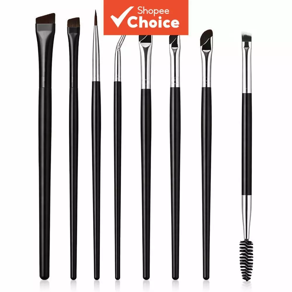 Oito pincéis finos para sobrancelha com ângulo preciso, adequados para uso com delineador, sombra e outros produtos de