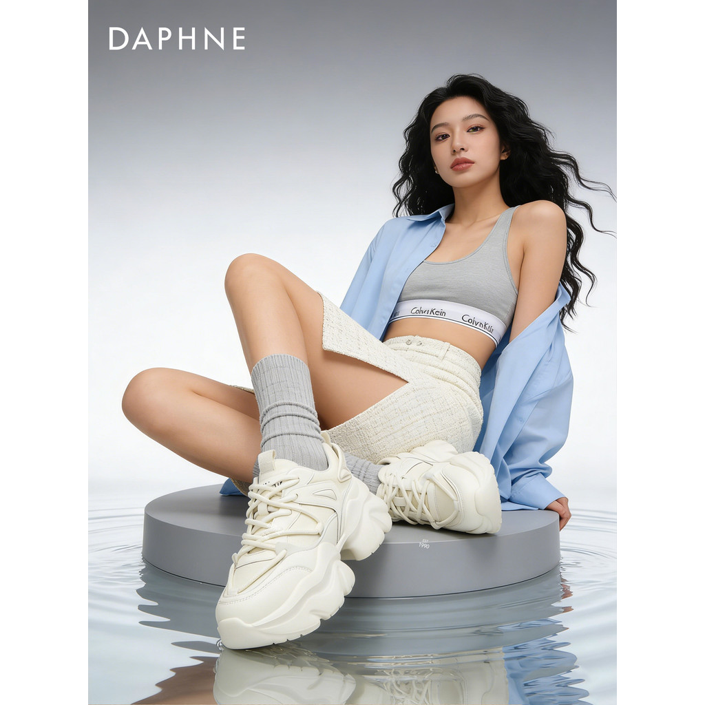Daphne aumentando sapatos papai de sola grossa sapatos femininos 2026 novo estilo outono branco Casual esportes salto al
