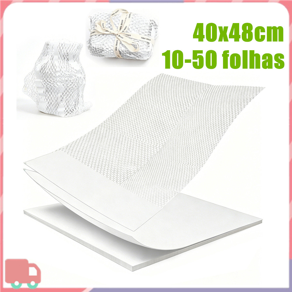10-50 folhas de papel de embalagem em colmeia, papel kraft para flores, embalagem de presente ecológica, branca 40x48cm