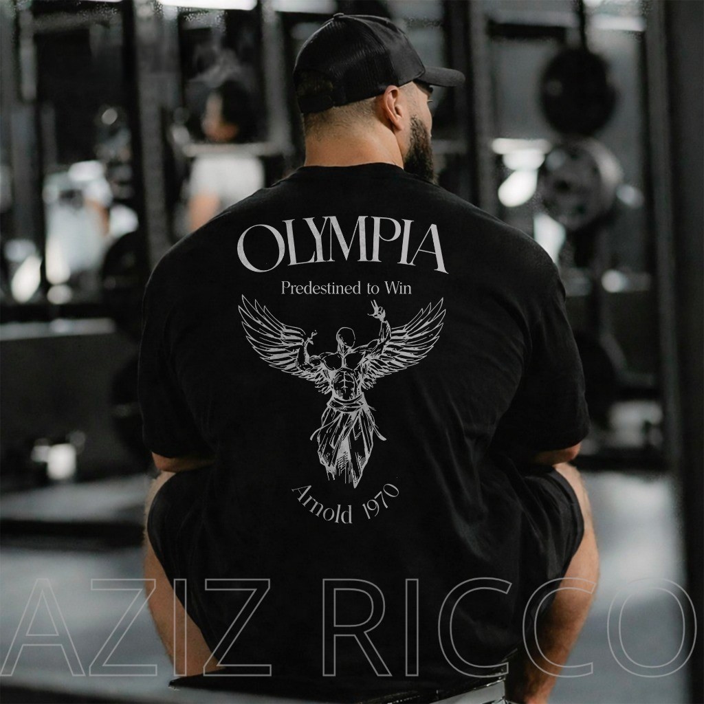 [Camiseta Vintage Masculina Algodão]HYP Camiseta Oversized Academia Angel Olympia Arnold 1970 T-Shirt 100% Algodão