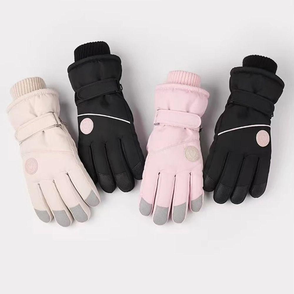 Luvas De Equitação Quentes De Pelúcia , Esqui De Inverno Com Tela Sensível Ao Toque Forradas De Lã , Luva De Ciclismo À 