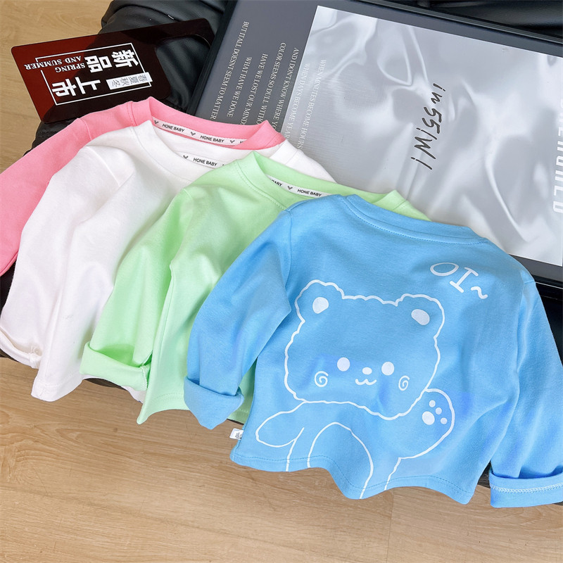 Bebê puro algodão camiseta 2025 primavera outono novo estilo meninos topos crianças de manga comprida t estilo ocidental